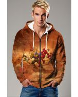 Brown Zip-Up Battle Hoodie – Desert Duel Edition