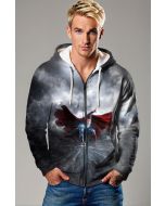 Superman Electric Hero Zip Hoodie – Black & Red Full-Zip