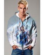Supergirl Cosmic Spectrum Zip Hoodie – Frost Blue Gradient