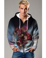 Flash Velocity Zip Hoodie – Gradient Red & White Electric Print