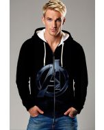 Marvel Avengers Inspired Men’s Black Minimal Logo Zip Up Hoodie