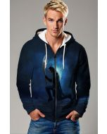Marvel Loki Inspired Men’s Dark Blue and Gold Staff Zip Up Hoodie