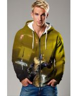 Marvel Villains Inspired Men’s Gold and Black Thanos Infinity Gauntlet Zip Up Hoodie
