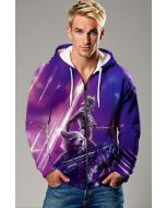 Guardians of the Galaxy Inspired Rocket and Groot Purple Cosmic Zip Up Hoodie