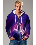 Avengers Inspired Vision Purple Cosmic Zip Up Hoodie