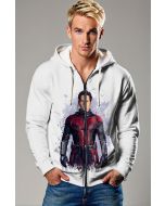 Ant-Man White Zip-Up Hoodie – Creative Superhero Art