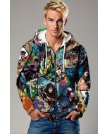 DC Comics Collage Zip-Up – Colorful Justice