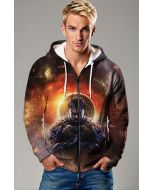 Black Panther Wakanda Forever Sunset Glow Marvel Design Full-Zip Hoodie