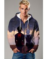 Spider-Man Across the Spider-Verse Skyline Sunset Marvel Design Full-Zip Hoodie