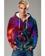 Spider-Man Into the Spider-Verse Neon Jump Marvel Design Full-Zip Hoodie