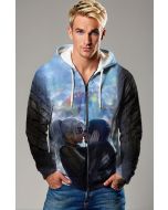 Spider-Man and Black Cat Rain Kiss Blue & Black Marvel Design Full-Zip Hoodie