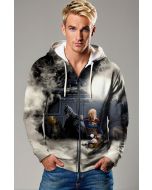 Batman and Supergirl Dark Smoke DC Heroes Design Full-Zip Hoodie