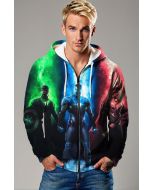 Captain America Iron Man Thor Tri-Color Marvel Heroes Full-Zip Hoodie