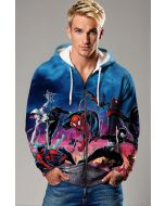 Spider-Man Into the Spider-Verse Team Battle Skyline Marvel Design Full-Zip Hoodie