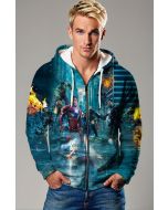 Avengers Assemble – Teal Blue Zip-Up Hoodie