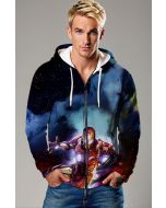 Iron Man Cosmic Battle Scene Full-Zip Hoodie