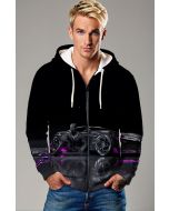 Zip-Up Hoodie: Wakanda Racer Zip-Up Hoodie – Sleek Black Panther Automotive Style