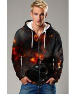 Superman Resurrection Wrath Zip Hoodie – Flame-Engulfed Black Justice Jacket