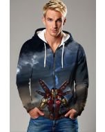 Iron Man Lightning Core Zip Hoodie – Red Gold Power Reactor Jacket
