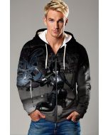 Deadpool Domino Casting Zip-Up Hoodie - Bold Black & White Action Design