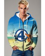 Blue Fantastic Four Zip-Up Hoodie – Stylish Superhero Jacket