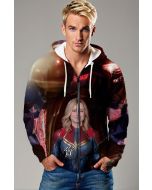 Captain Marvel Blue & Red Zip-Up Hoodie