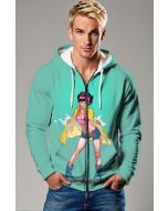 Mint Green Jubilee Yellow & Pink X-Men Zip-Up Hoodie