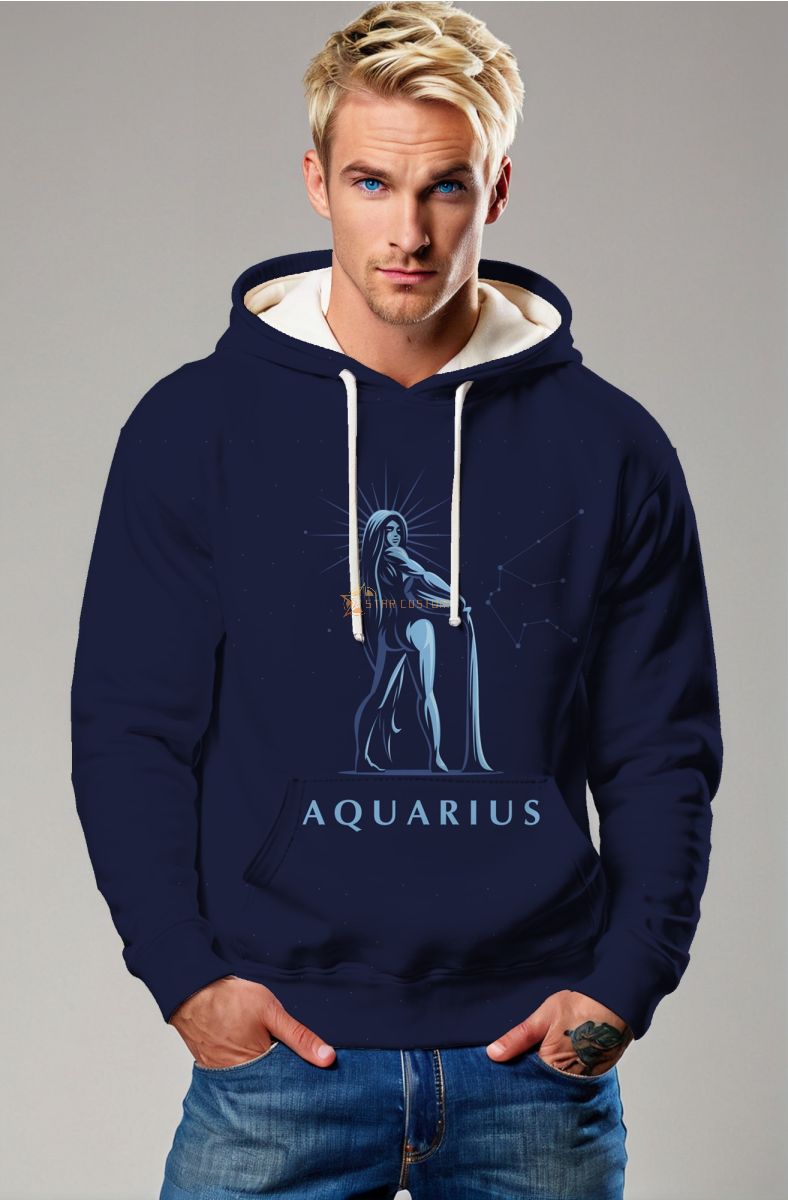 Aquarius Starry Sky Glitter Unisex Hoodie in Blue