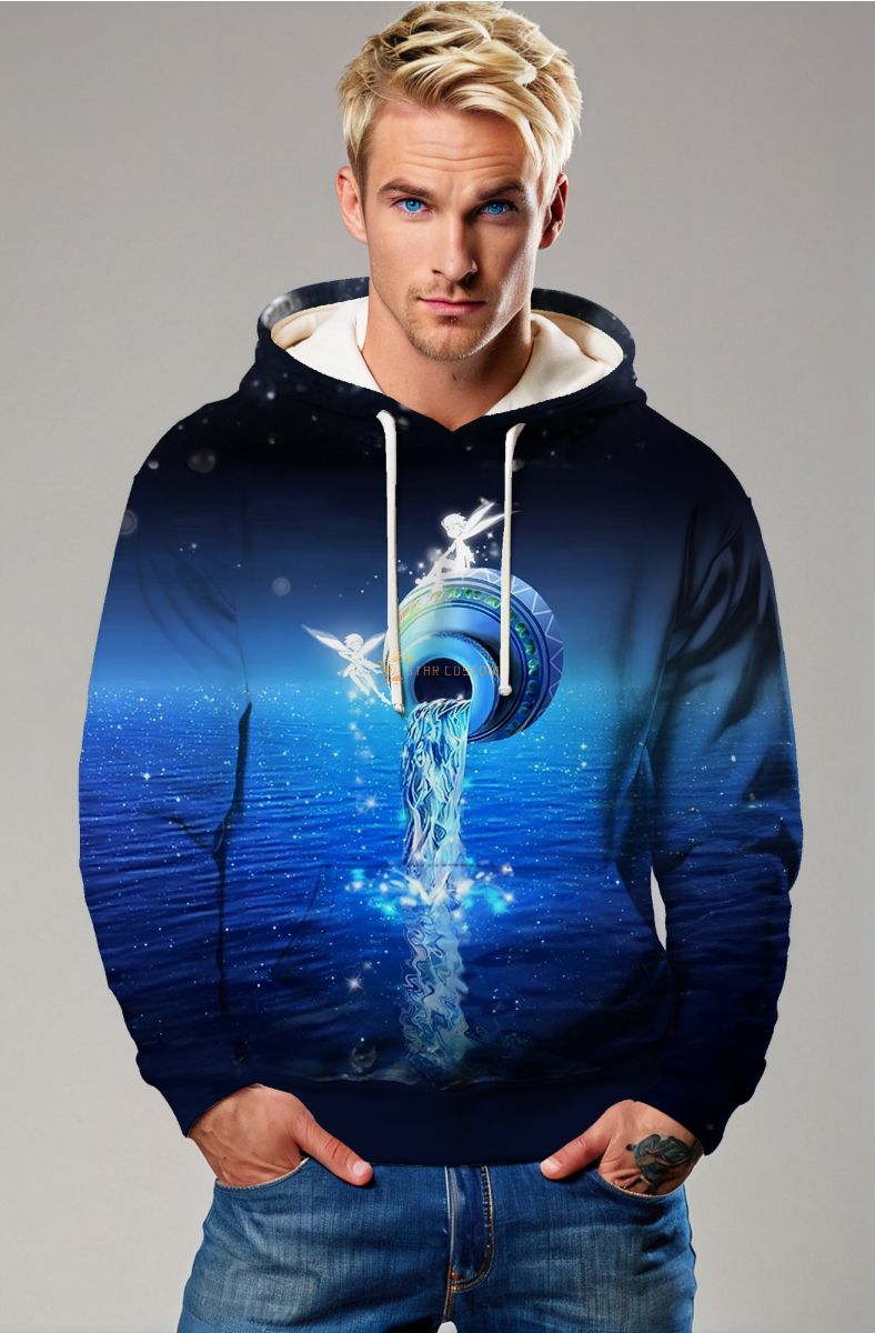 Aquarius Essence Unisex Hoodies in Sky Blue with Enchanted Sprite Design