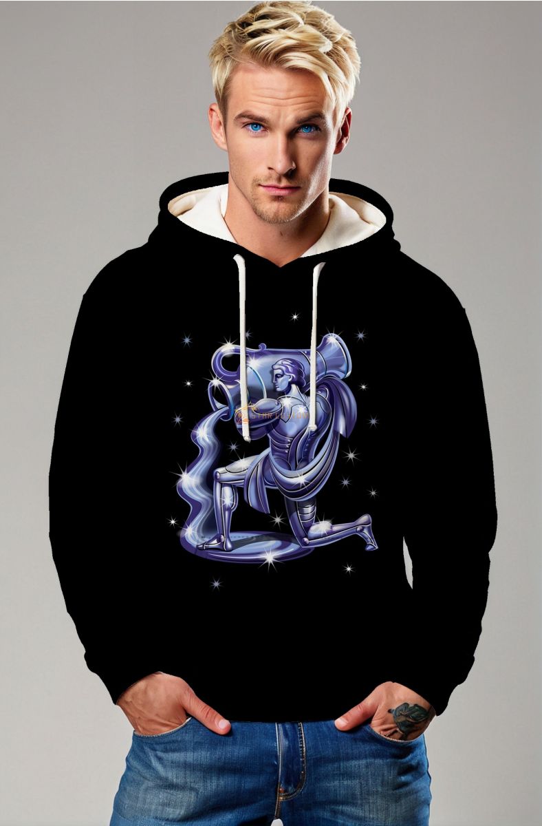 Aquarius Guardian Unisex Hoodie in Cosmic Black