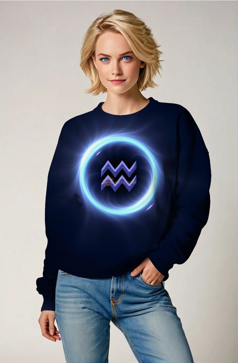 Aquarius Night Sky Ring Light Blue Unisex Sweatshirts