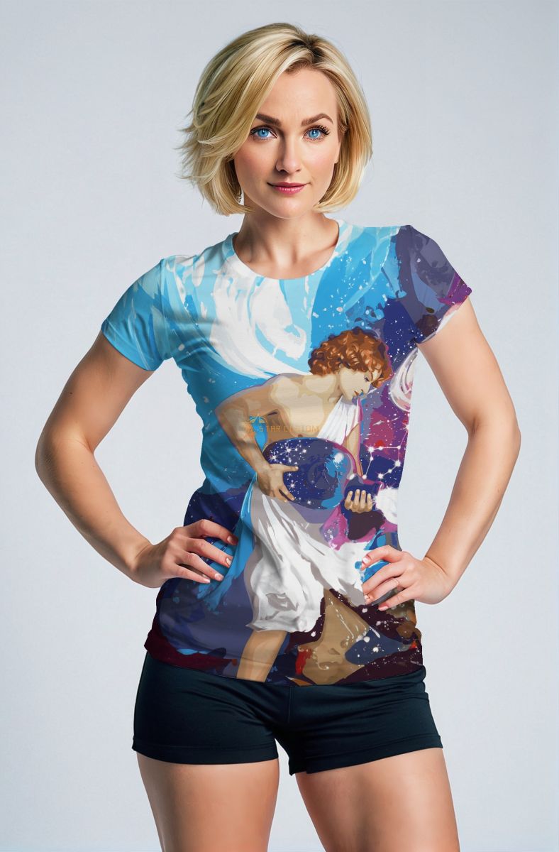 Aquarius Starlight Embrace Unisex T-Shirts in Blue