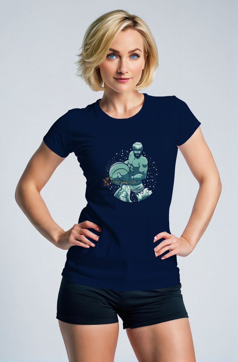Aquarius Guardian Unisex T-Shirts Blue with Stars and Sky Motif