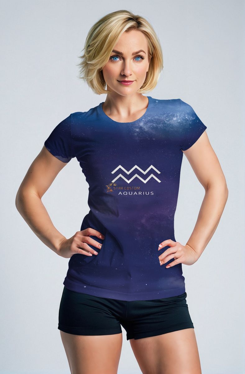 Mystic Midnight Purple Galaxy Aquarius Symbol Unisex T-Shirts