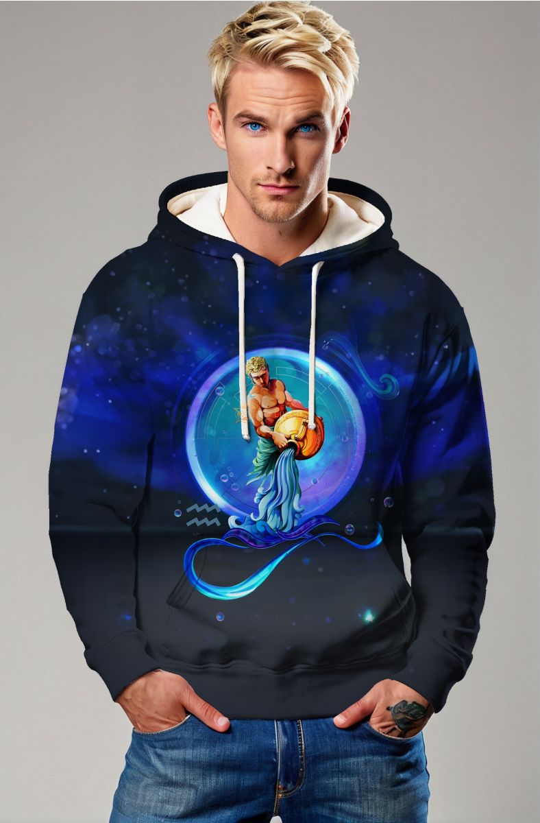 Aquarius Guardian Unisex Hoodie in Mystical Cosmic Blue
