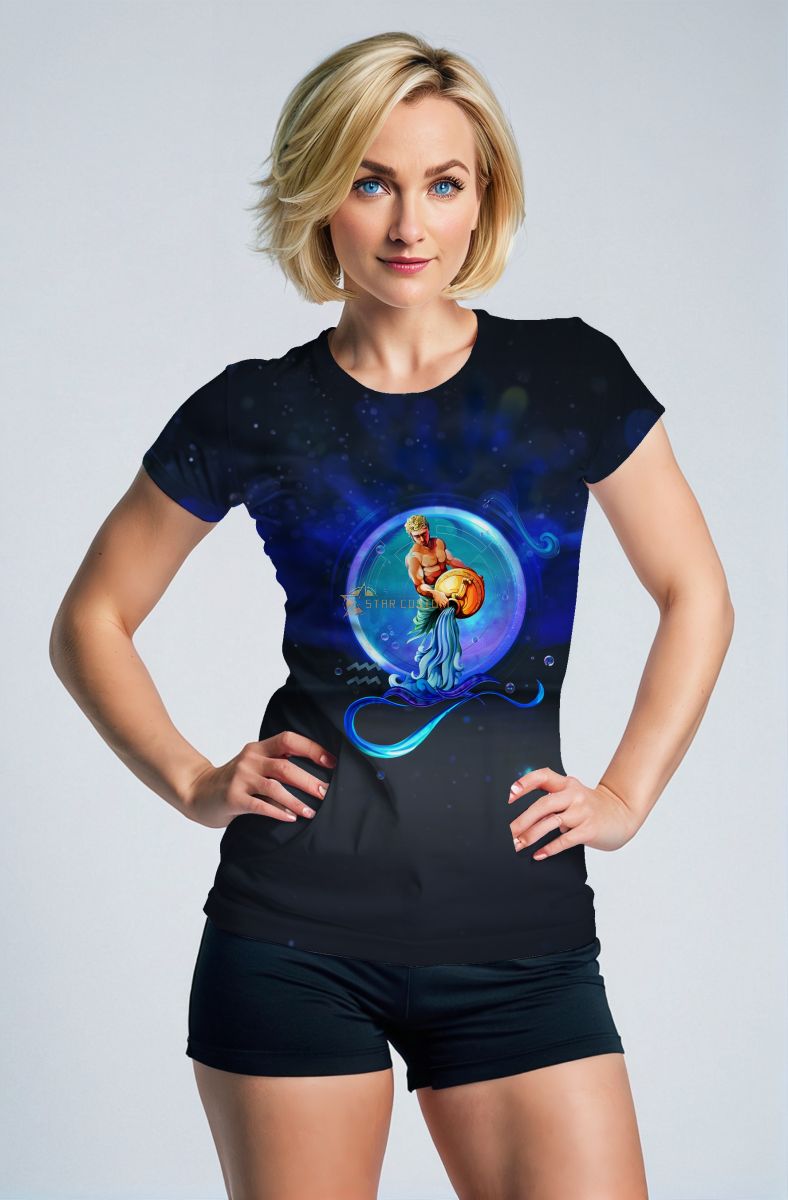 Mystical Aquarius Unisex T-Shirts with Cool Blue Cosmic Glow