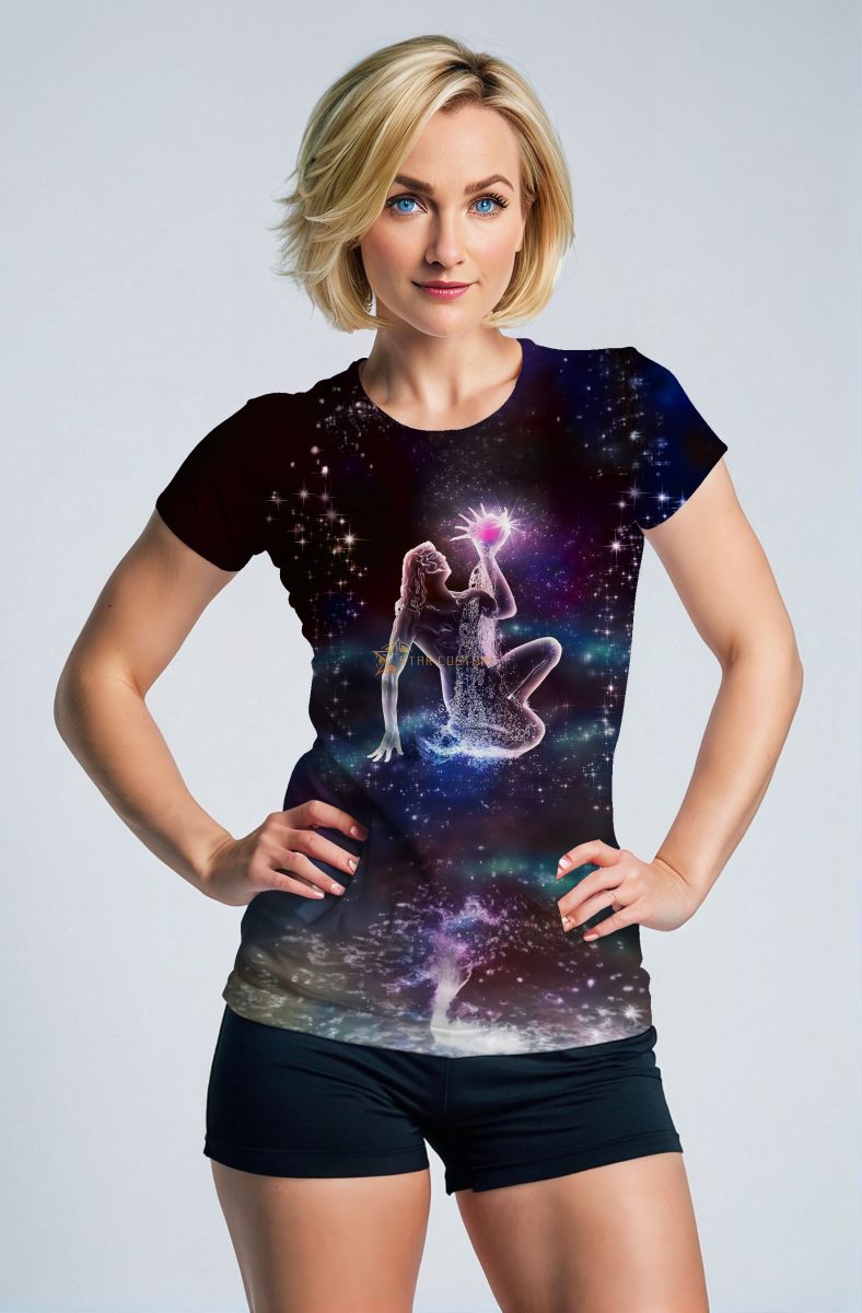 Aquarius Galaxy Unisex T-Shirts in Purple: Ocean Meets Sky Edition