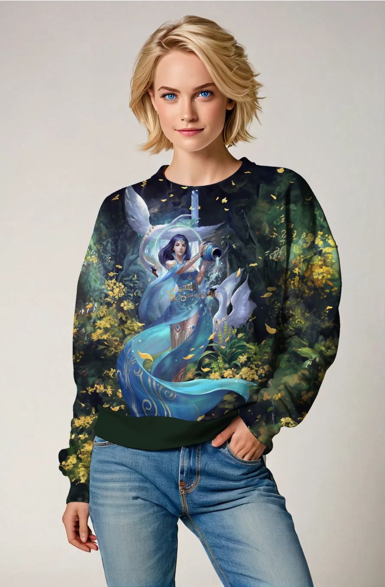 Forest Blossom Alcmene Aquarius Inspired Unisex Sweatshirts with Swan Details