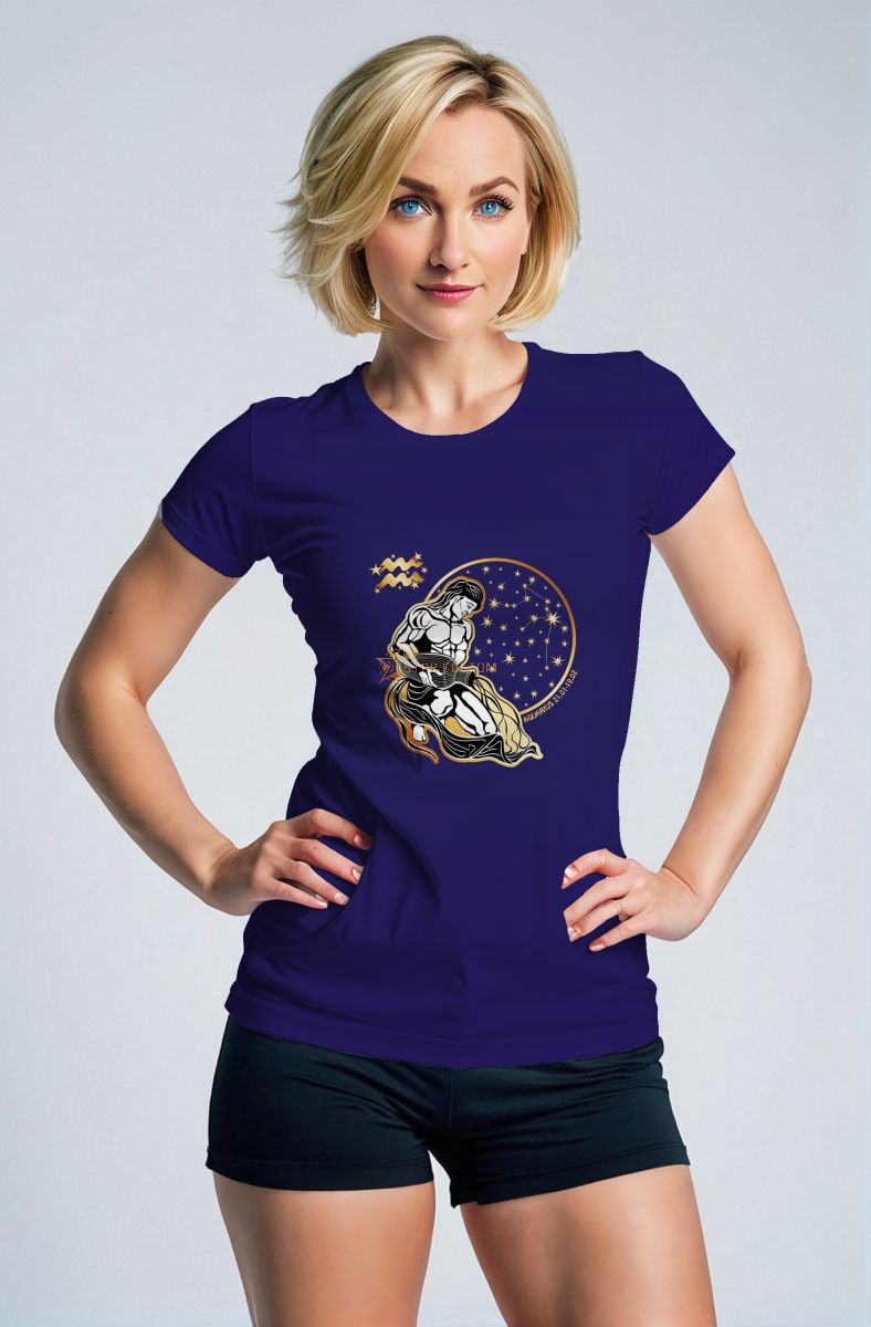 Aquarius Star Symbol Unisex T-Shirts in Purple Featuring Uranus Essence
