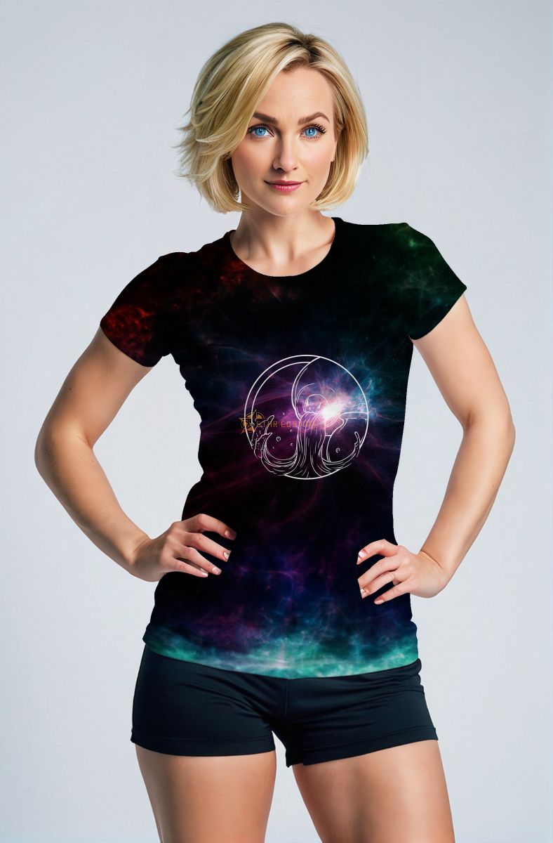 Mystic Night Sky Unisex Aquarius T-Shirts in Enchanting Purple and Teal