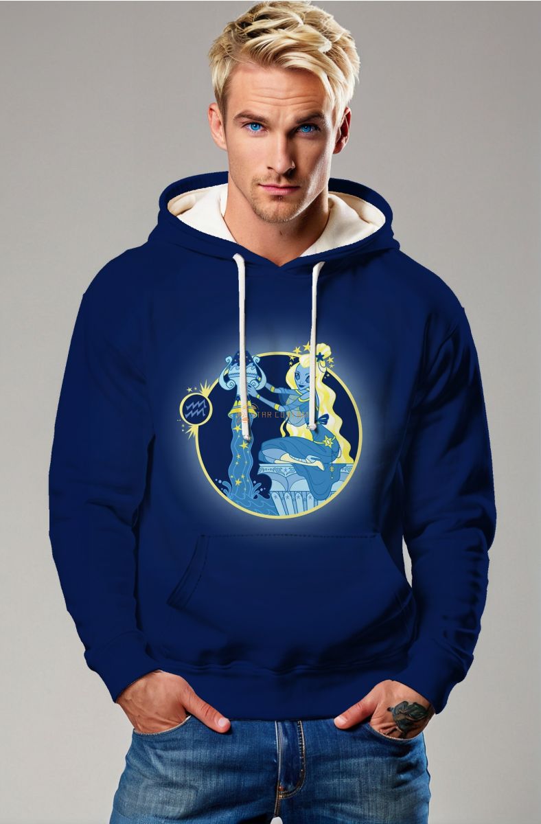 Aquarius Goddess Star Water Flow Unisex Hoodie in Aquarius Blue