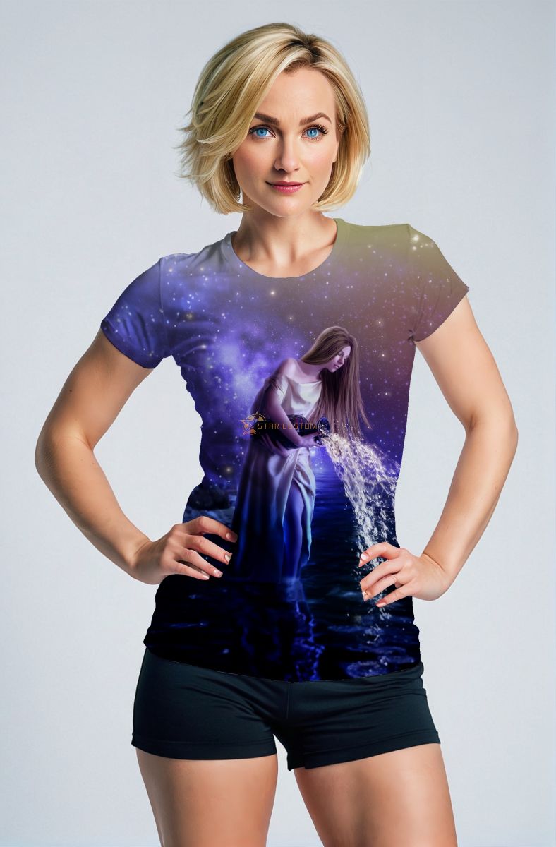 Aquarius Myth Water Pouring Unisex T-Shirts in Serene Purple