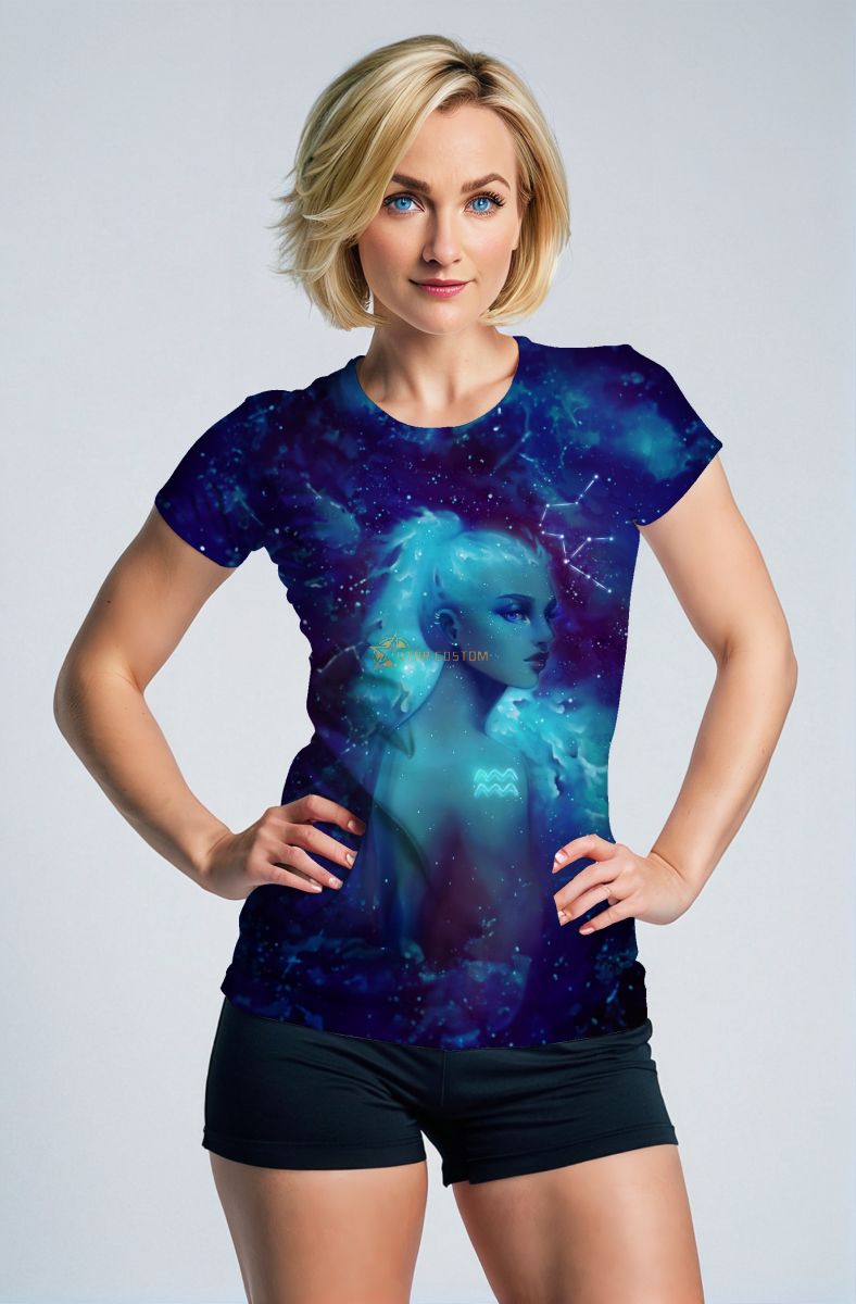 Helen Aquarius Myth Blue Universe Starry Sky Side Profile Hair Up Unisex T-Shirts