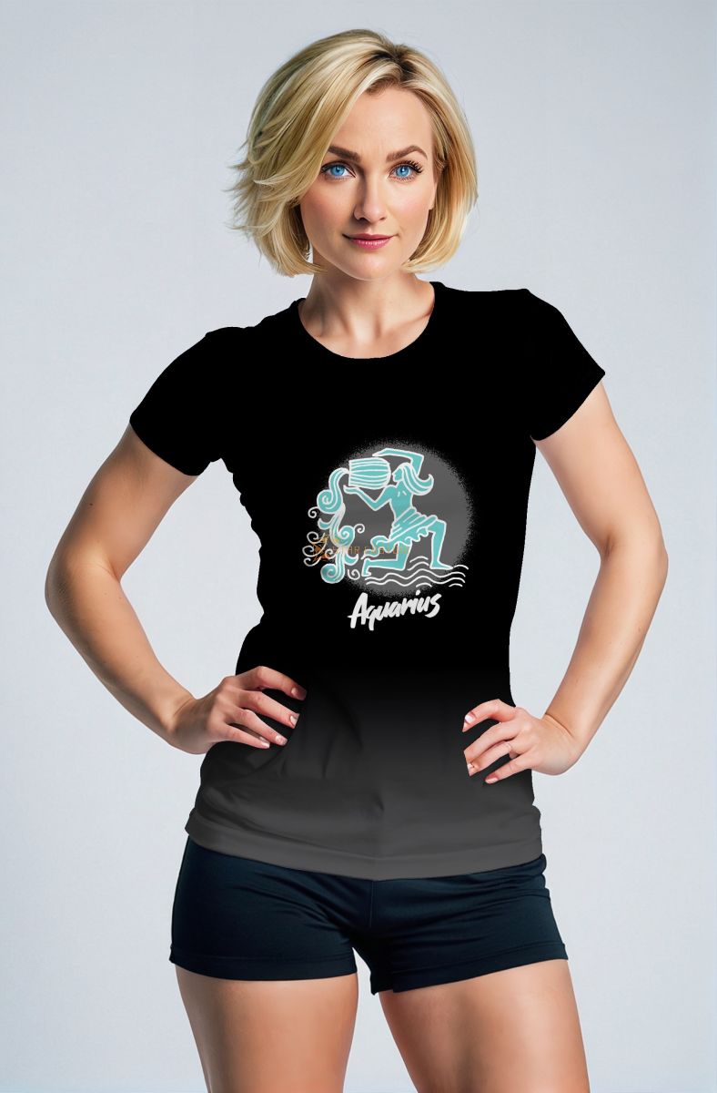 Aquarius Hephaestus Cartoon Unisex T-Shirt in Black Gradient