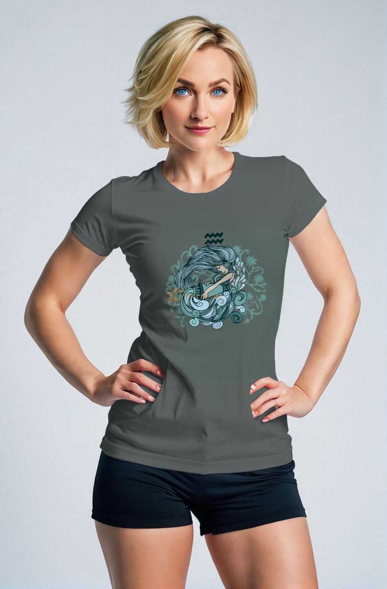 Aquarius Helen Cartoon Style Unisex T-Shirts in Moss Green