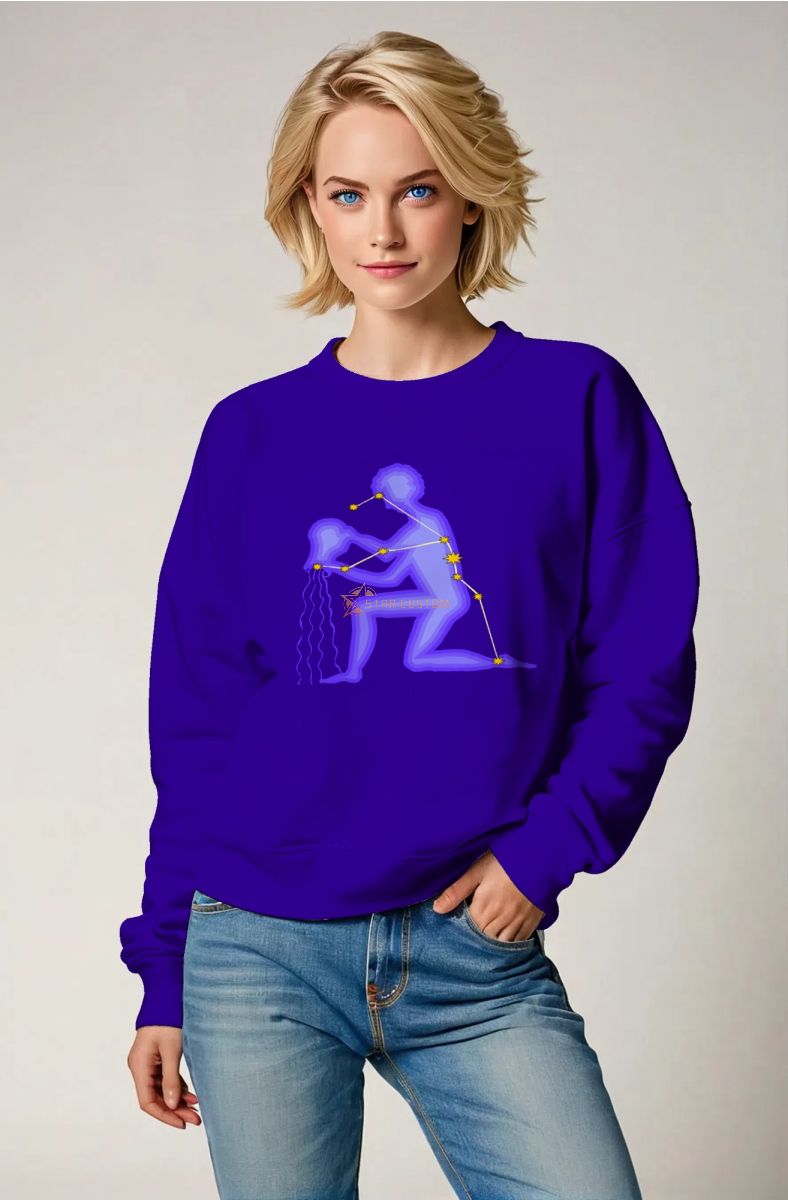 AquaGuardian Hephaestus Unisex Aquarius Sweatshirt in Vivid Purple
