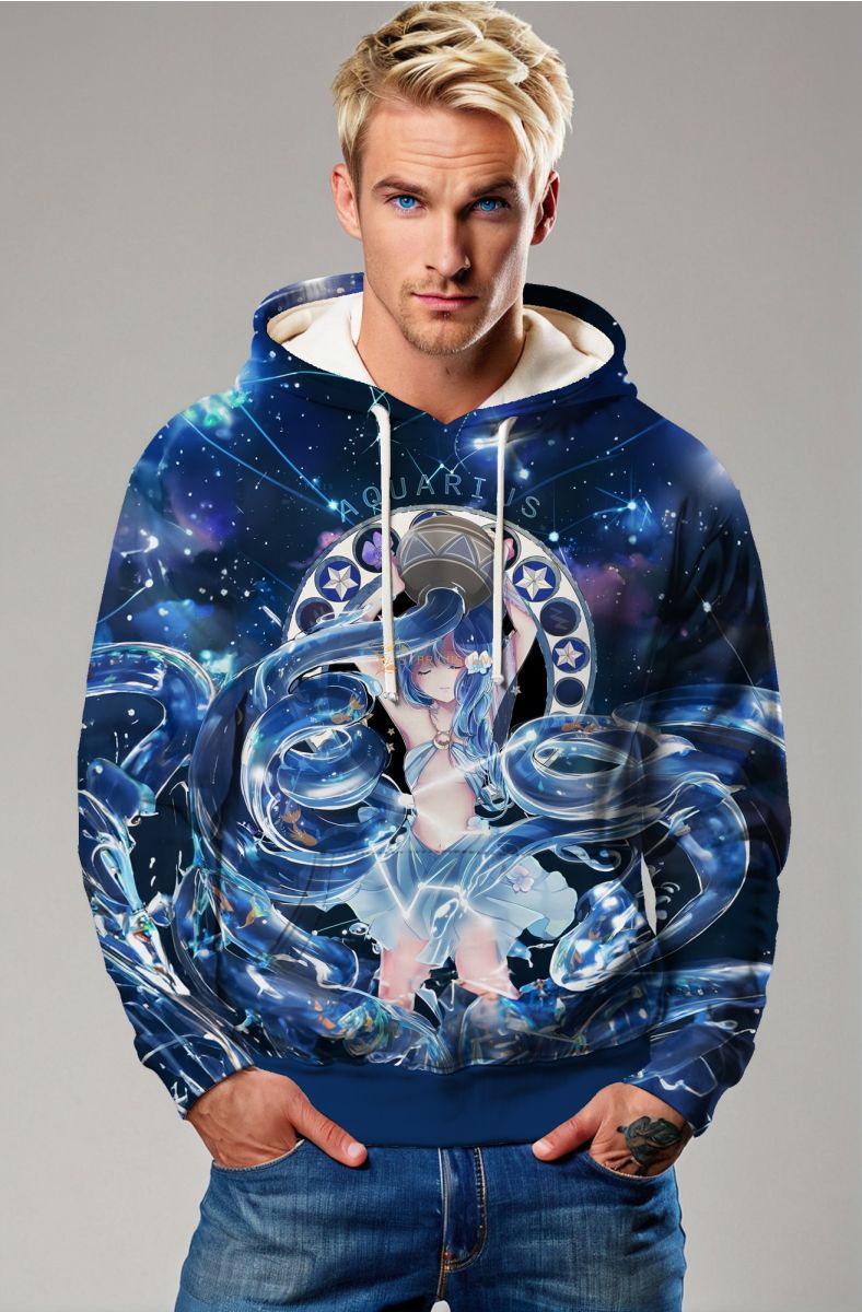 Aquarius Myth Girl Blue Starry Sky Hoodie