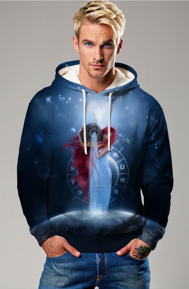 Alcmene Aquarius Constellation Galaxy Hoodie in Midnight Blue