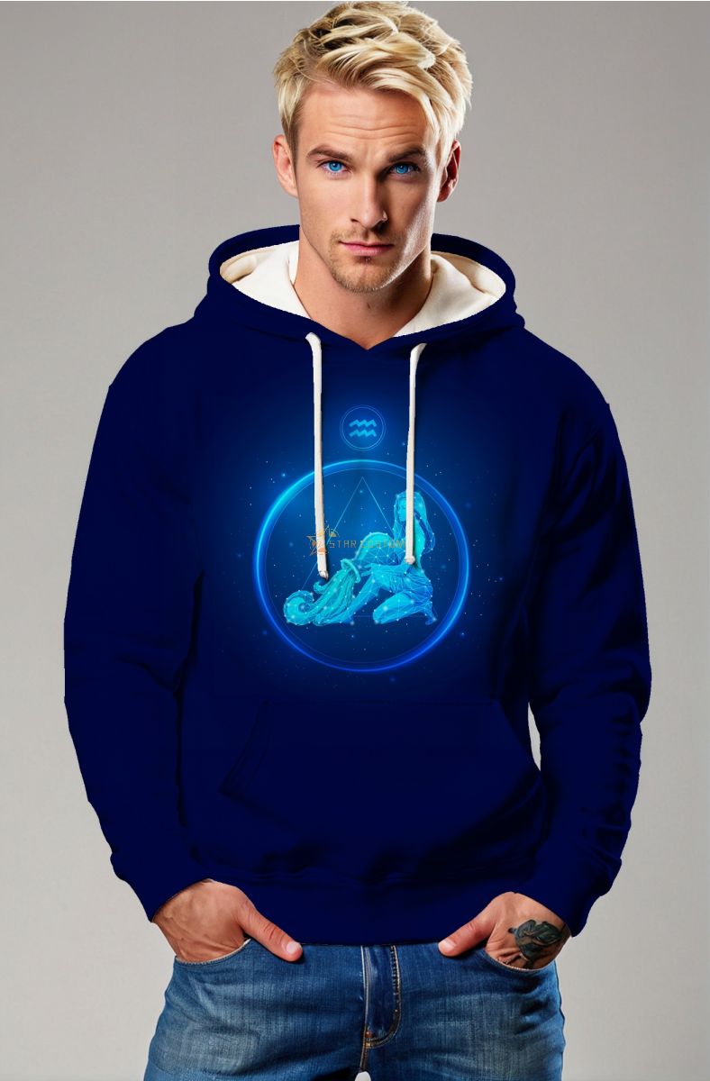Unisex Aquarius Hoodies with Hercules Constellation and Star Design in Blue
