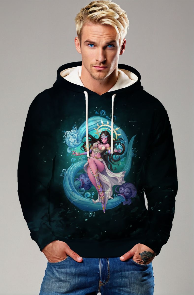 Aquarius Goddess Mythical Green Hoodie Unisex Deep Sea Splash
